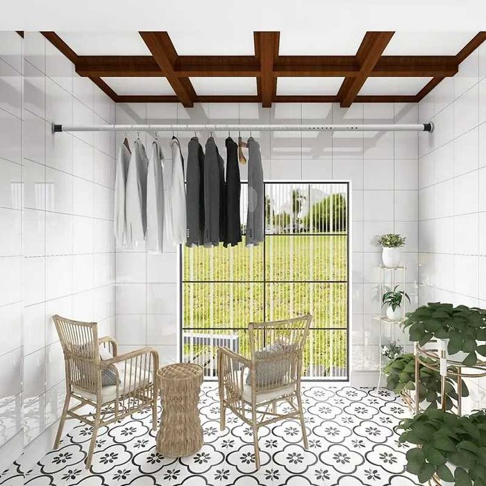 Drążek teleskopowy bez wiercenia do zasłony stal nierdzewna regulowany