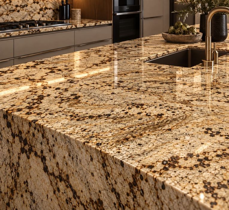 Blaty kuchenne i łazienkowe, schody parapety - złoty brazylijski granit JAGUAR gr.3cm