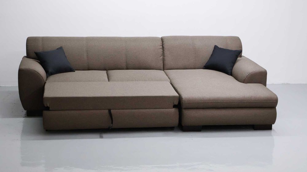 TLX Narożnik z funkcją spania brązowy kolor rozkładana rogówka sofa