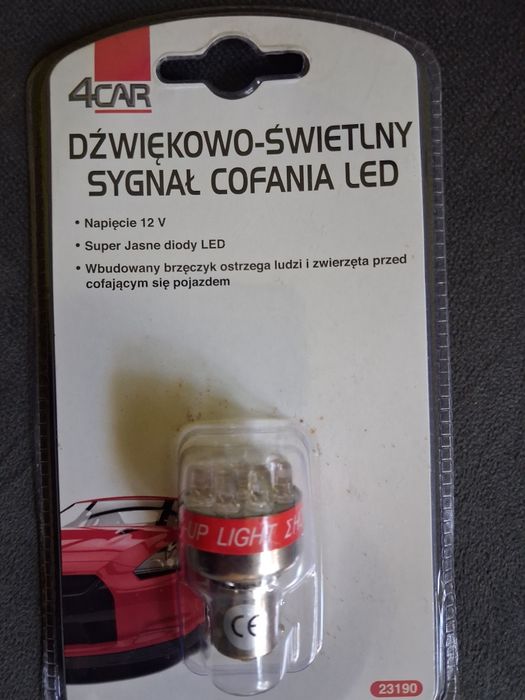 Żarówka cofania LED P21W BA15s z dźwiękiem SYGNAŁ COFANIA 12V 4CAR NOWA.