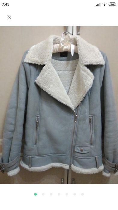 Дублёнка куртка серая авиатор пилот