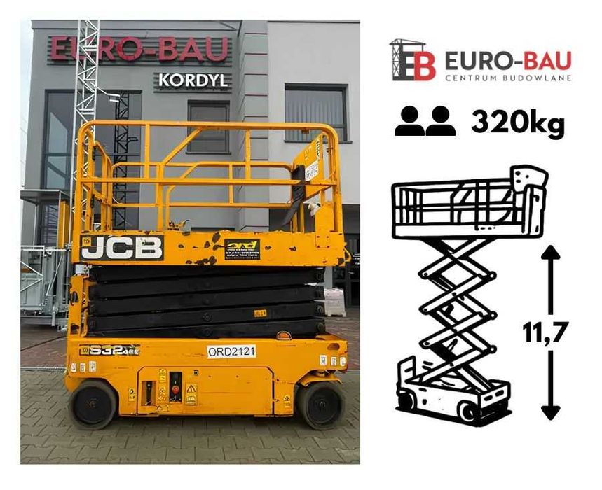 Zwyżka podnośnik nożycowy elektryczny JCB S3246E 12m 230V Rok.2017 320 kg/ 2 osoby sprzedaż wynajem