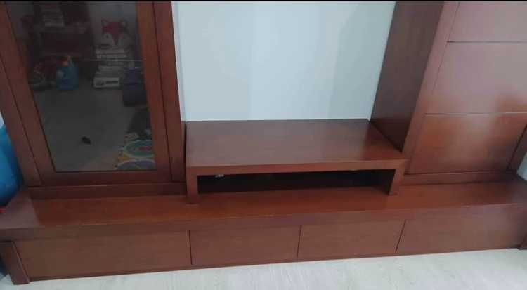 Móvel Sala Com espaço P\TV, 4 gavetas, 2 laterais (1 vidro) +estante