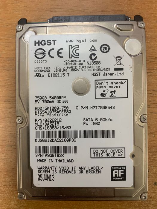 Жесткий диск Hitachi HGST HTS541075A9E680 (Travelstar 5K1000)
