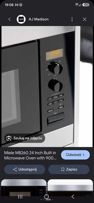 Miele M 8260-1 mikrofalowka wbudowana 900 watow