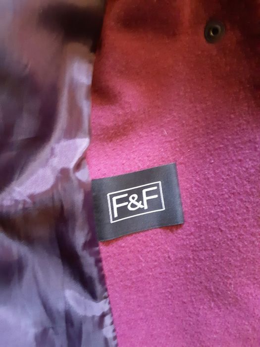 Fioletowy śliwkowy zimowy płaszcz z kapturem 36 S