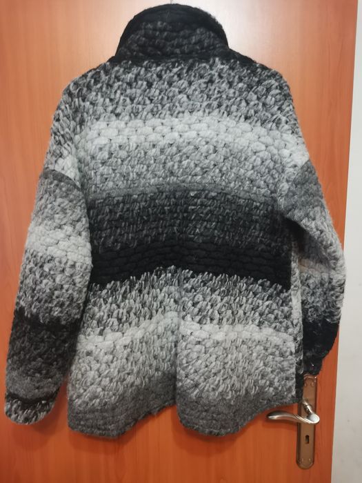 Piękny płaszcz narzutka katana kurtka szara czarna uni m l