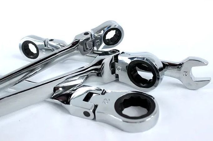 Набор рожково-накидных ключей с трещеткой на кардане 12 шт FALON-TECH