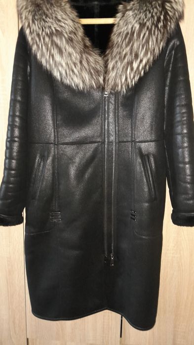 Дублянка з натуральним хутром чорнобурки