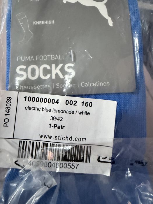 Sportowe skarpety getry Puma Football 39/42 Electric blue lemonade