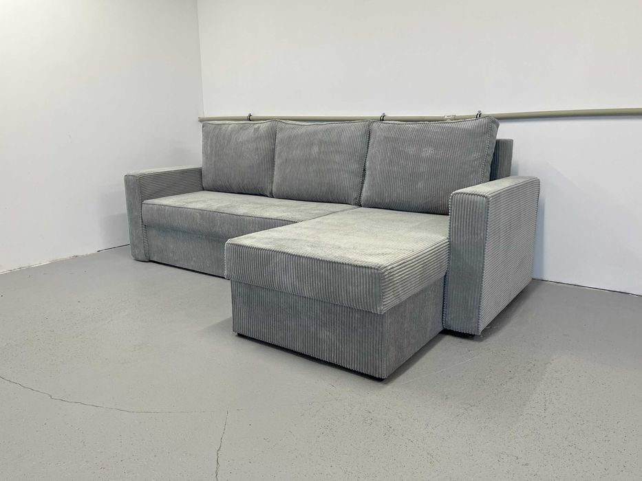 Narożnik Sofia. Rogówka. Sprężyny bonell, 2 pojemniki automat, sztruks