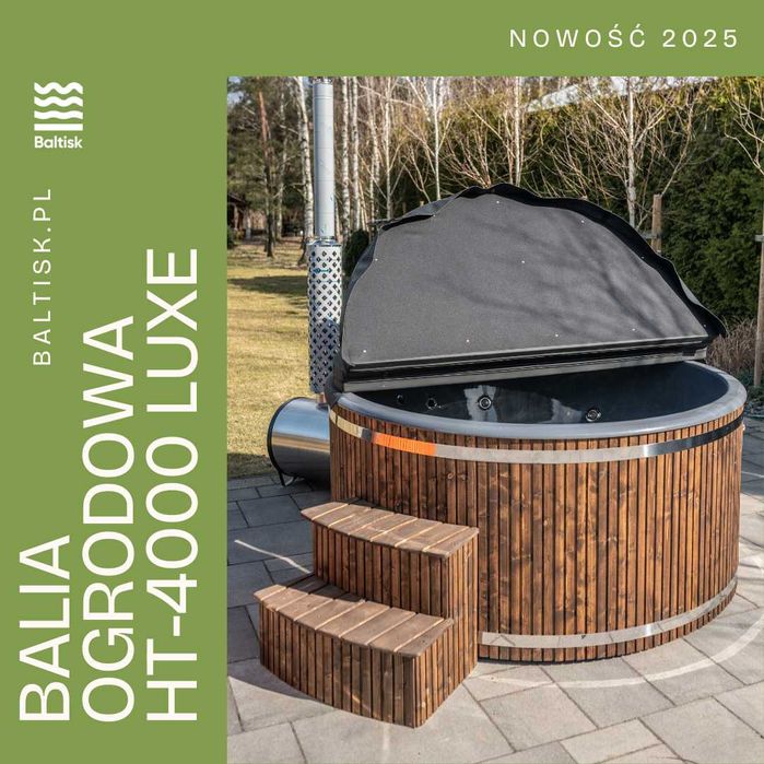 Balia Ogrodowa Nowy model 2025 - hydromasaż jacuzzi LED piec na drewno
