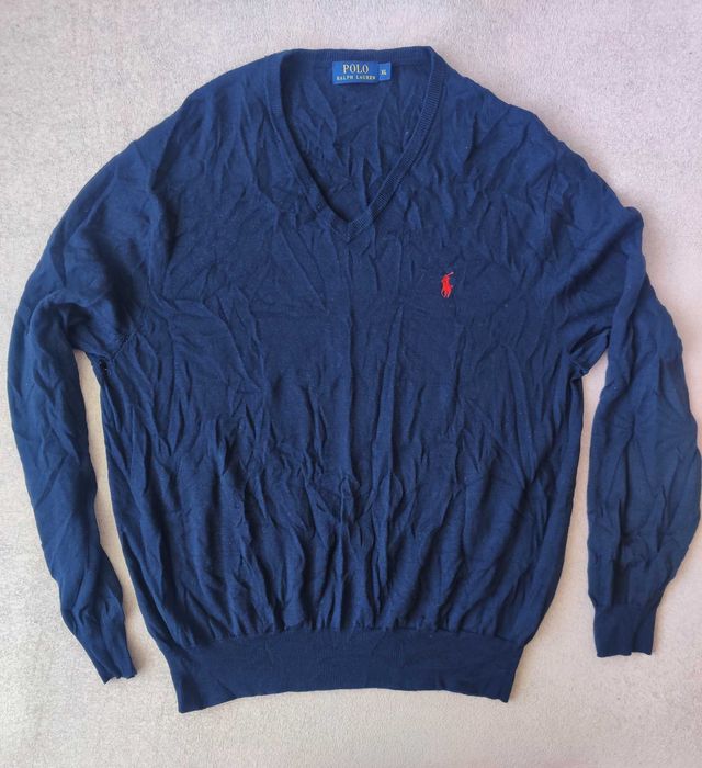 Sweter polo Ralph Lauren XL jak oryginalny granatowy oryginalny okazja swetr  męski