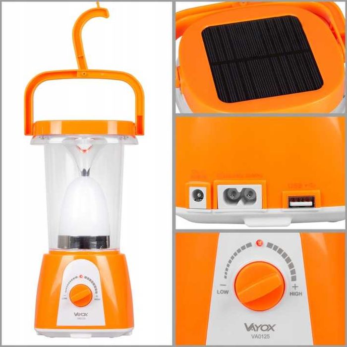LATARKA Solarna Lampa Kempingowa Usb Aku 230V Powerbank 60 Led Smd Panel Solarny Regulacja Światła