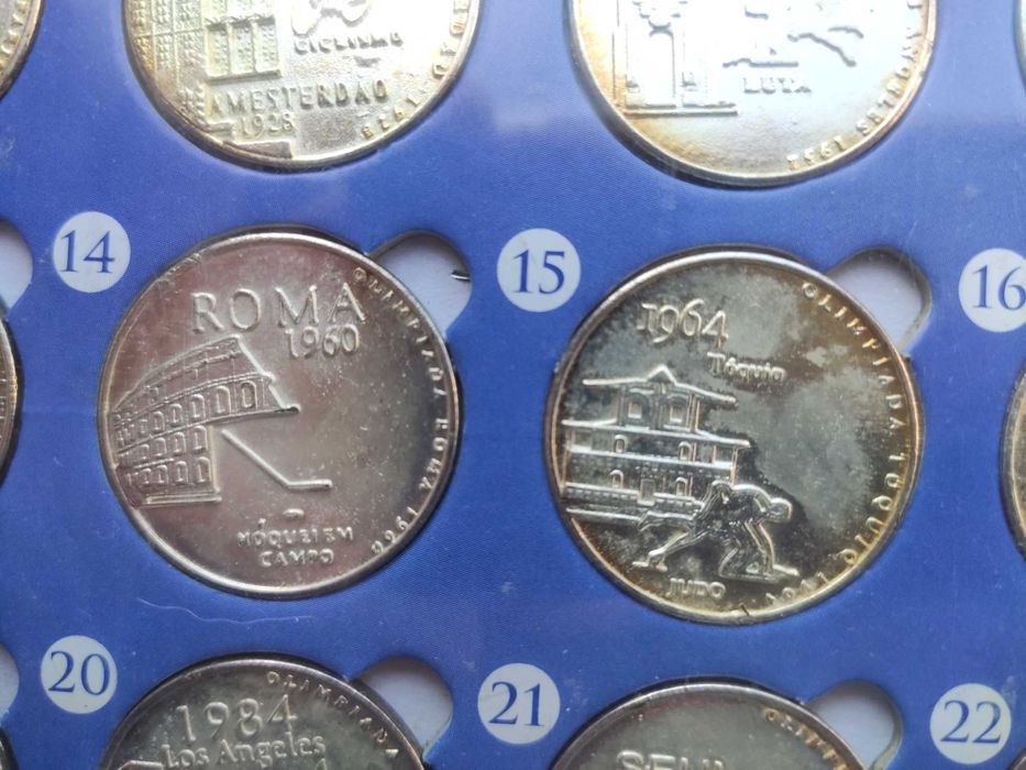 Coleção de moedas da história numismática dos jogos olímpicos