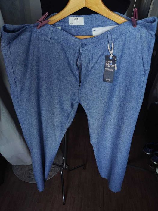 Джинсы (chino лён Marks&Spencer United Kingdom W44 blue.