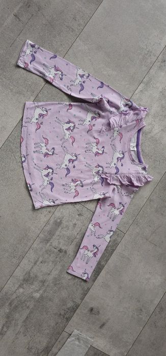 Bluzka z jednorozcem liliowa falbany 134cm