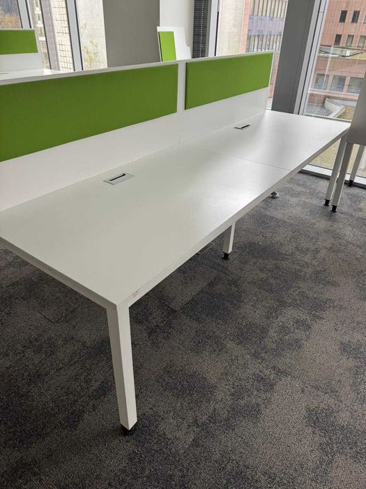 Biurko czterostanowiskowe białe 140x80 biurka bench biuro dom hotel