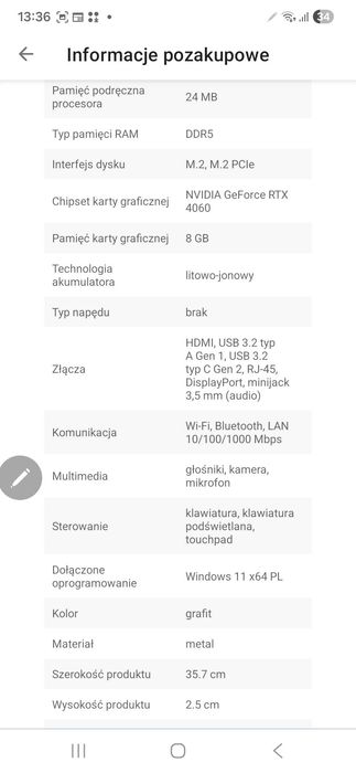 Dell G16 7630 | i7 | RTX 4060 | 32GB DDR5 | 1TB | Ekran 240Hz QHD+