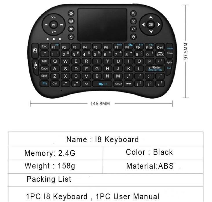 Mini Teclado Wireless I8 c/ Touchpad