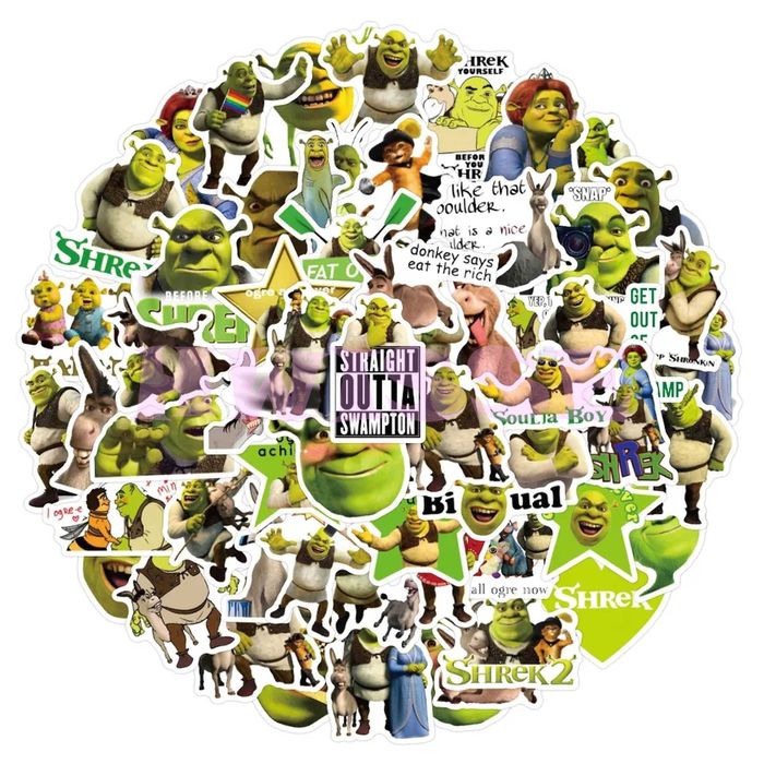 50 szt. Shrek Ogr Naklejki Matowe STICKER MIX