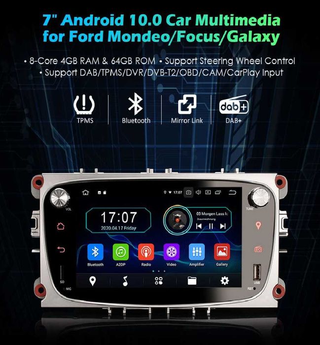 Auto-rádio 2 din android 14 Ford Galaxy Kuga Focus Fiesta Transit