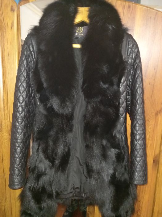 Демісизонна шкіряна парка з натурвльним хутром