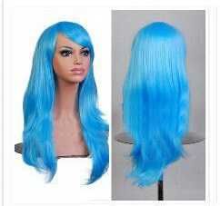 Парик каскад  розовый зеленый длинные волосы платиновый  блонд