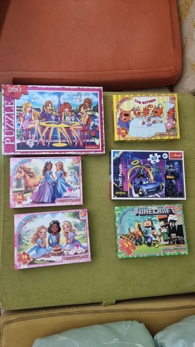 Пазлы Бэтмен, Три кота, winx и т.п всё вместе 360грн