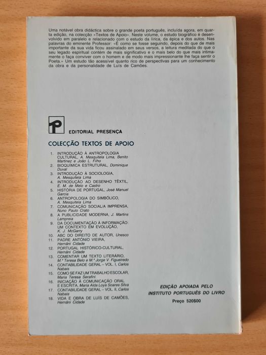 Livro "Vida e Obra de Luís de Camões" de Hernâni Cidade