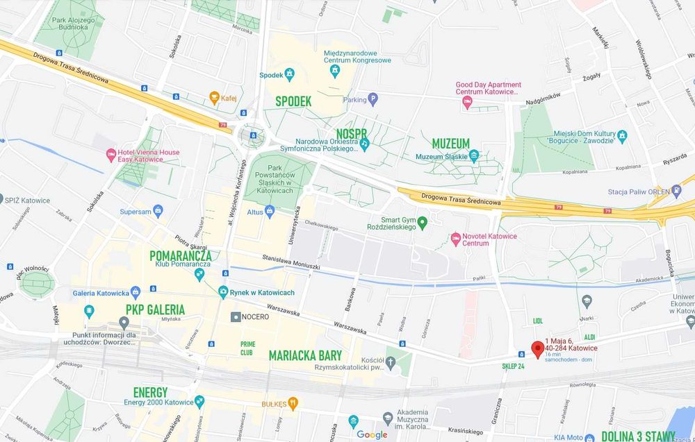 4A Katowice Centrum -  Apartament dla 8 osób 3 pokoje WIFI TV PARKING