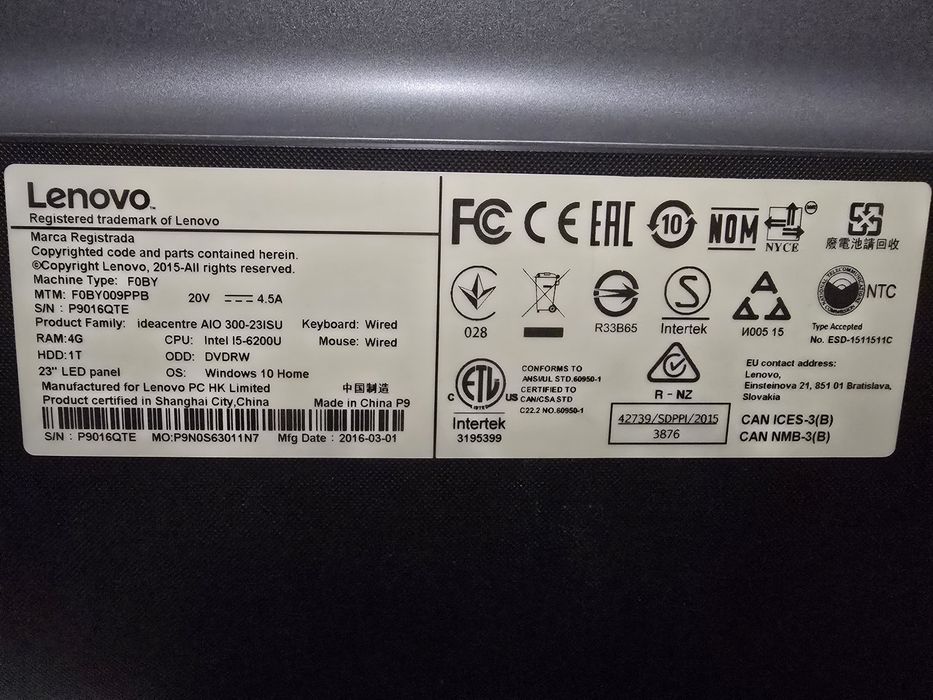 Komputer AIO lenovo ideacenter AIO 300-23ISU SSD I5