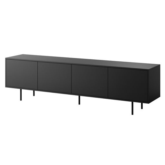Szafka RTV 200 cm, 4 drzwi, czarny mat