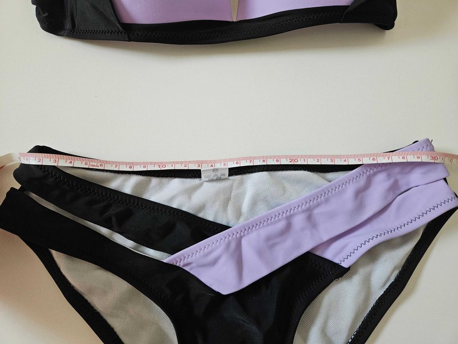 Strój kąpielowy dwuczęściowy fioletowo-czarny bikini