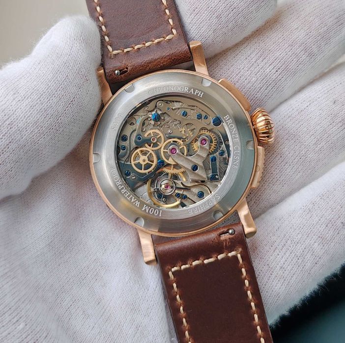 Чоловічий годинник Pilot Bronza Chronograph Mechanical Blue 42mm 100m
