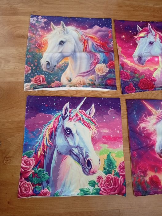 Poszewki na poduszki 45x45, jednorożce