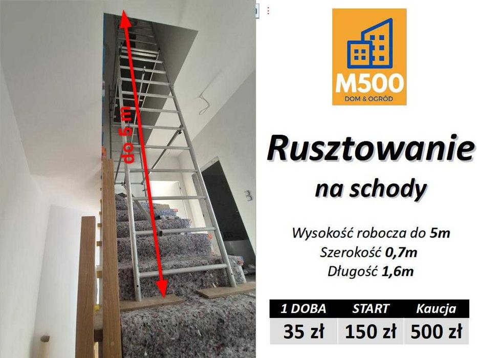 Wypożyczę rusztowanie NA SCHODY 5m aluminiowe lekkie mobilne