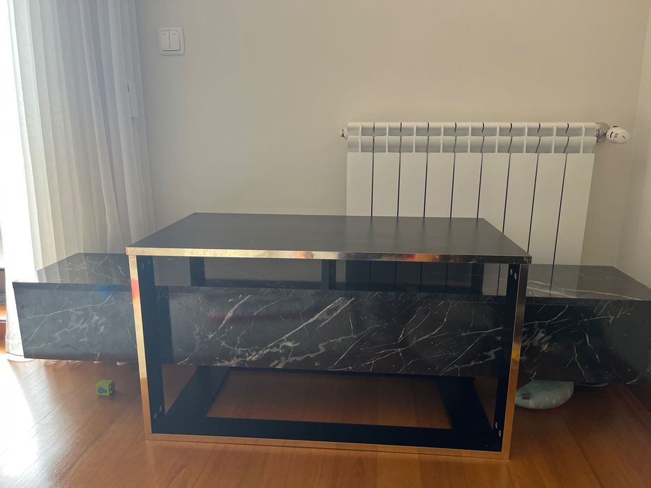 Móvel tv, efeito mármore preto