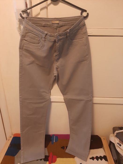 Calças tipo jeans ganga/algodão