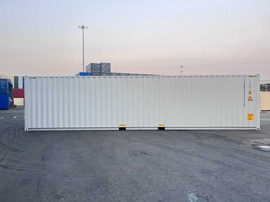 Kontener morski 40'HC, nowy, One Way, jasnoszary.