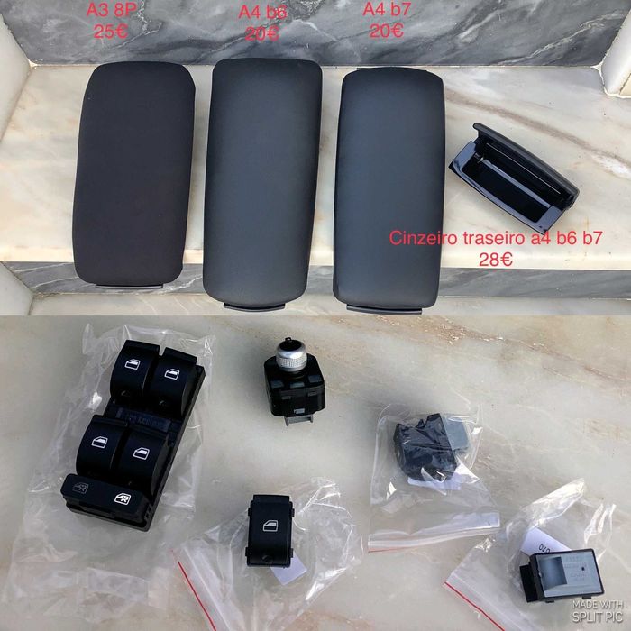audi a3 a4 a6 tampa apoio braço botoes int cinzeiro novos