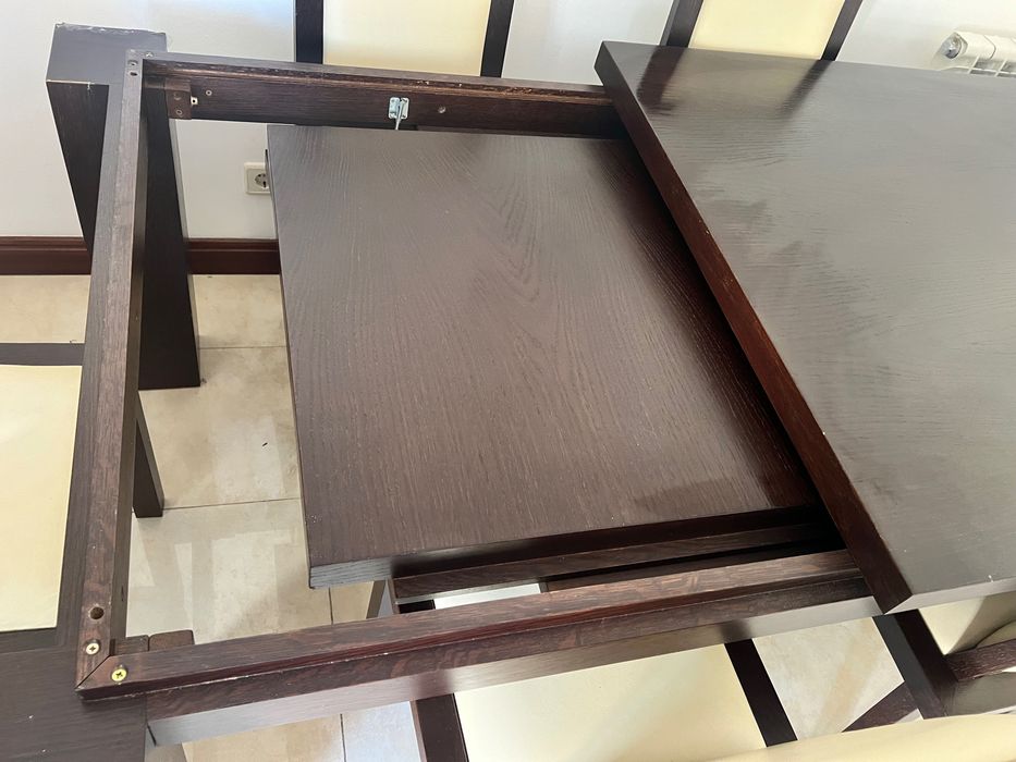 Móveis Sala Madeira Wenguê: Mesa + 6 cadeiras