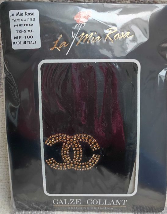 Rajstopy z aplikacją z cyrkonii złota koko 5/XL