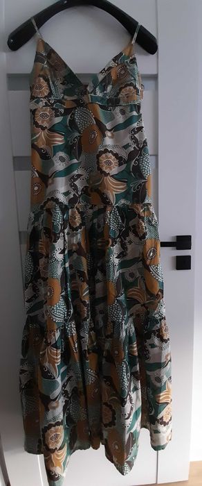 Kolorowa wzorzysta suknia do ziemi 100 % bawełna