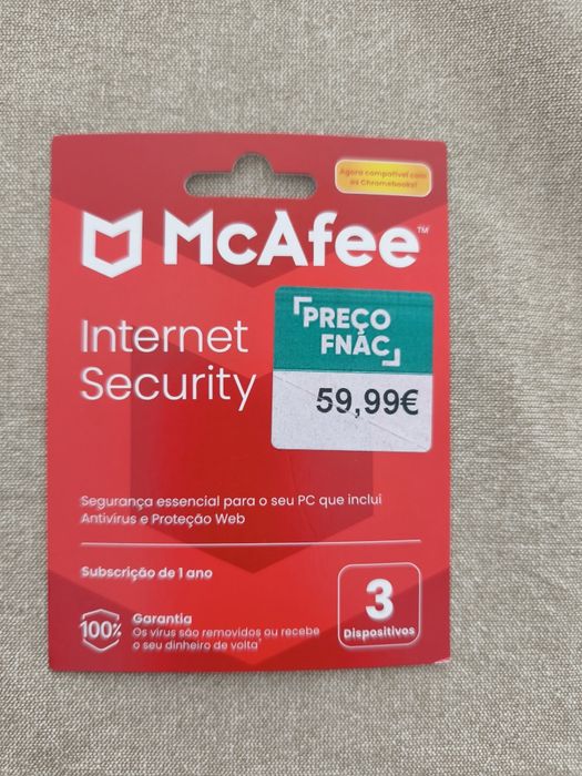 McAfee Internet Security - 3 Dispositivos - 1 Ano - Cartão Digital