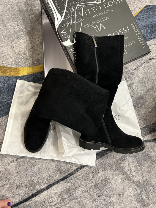 Чоботи зимові замшеві Vitto Rossi 37 р, натуральне хутро і замша