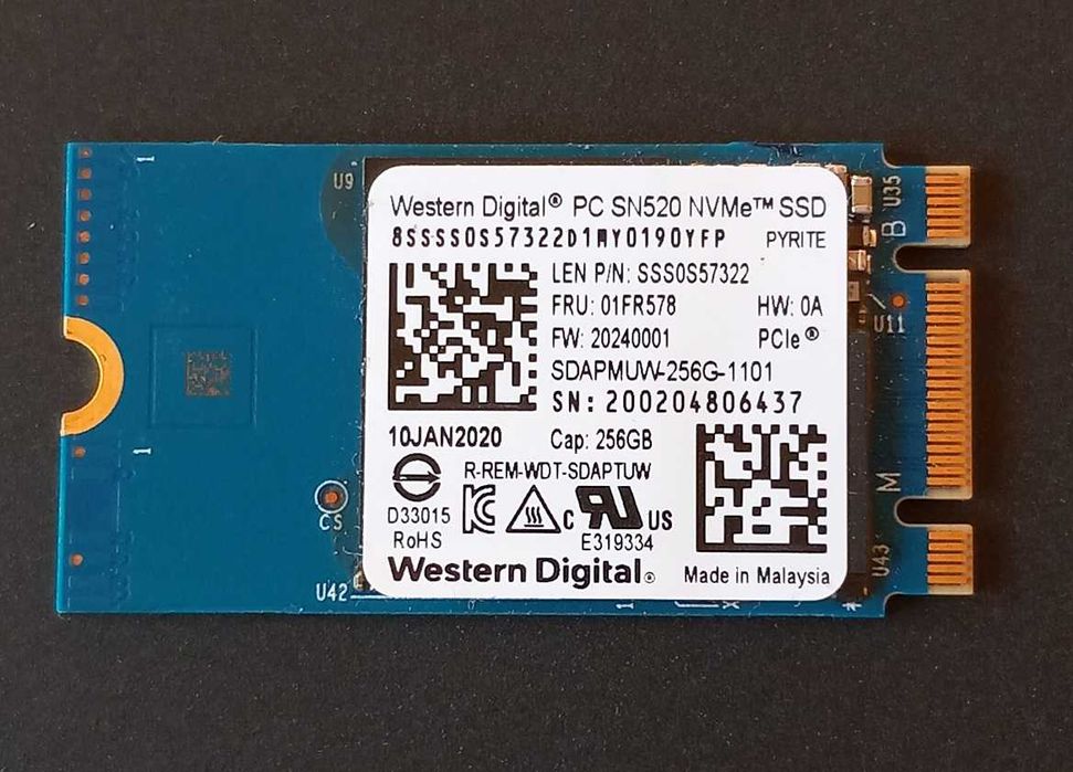 Dysk SSD 256GB NVMe PCIe | Western Digital PC SN520 WDC — BDB