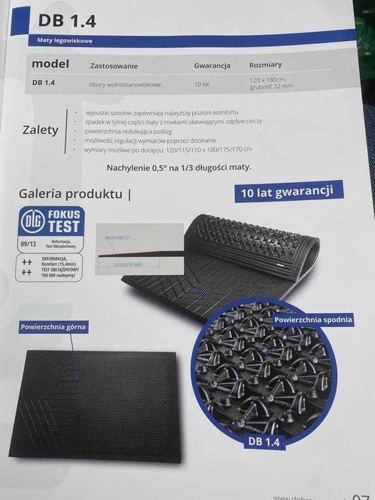 Maty Legowiskowe dla Bydła Krów Materace Wygrodzenia Bramki