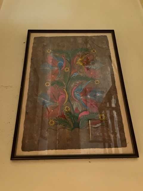 Pergaminho pintado à mão - pavões