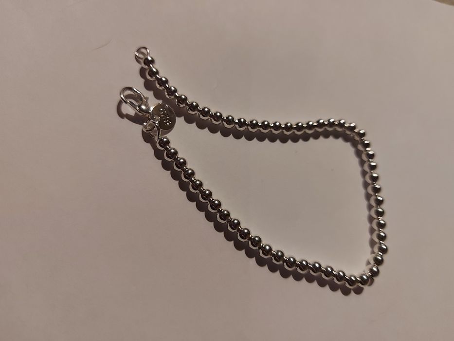 Nowa; ze srebra próby 925 bransoletka z kulek 20 cm